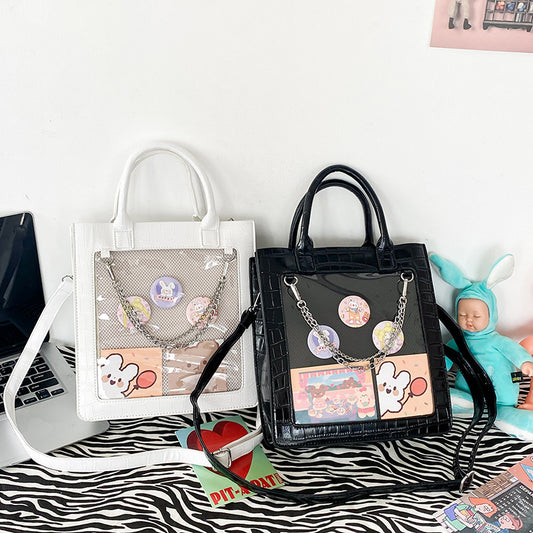 Crocodile Pattern Cartoon Transparent Bar Badge Crossbody Bags