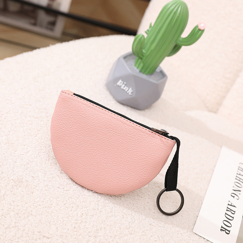 Lychee Pattern Solid Color Semicircle Soft Coin Purses