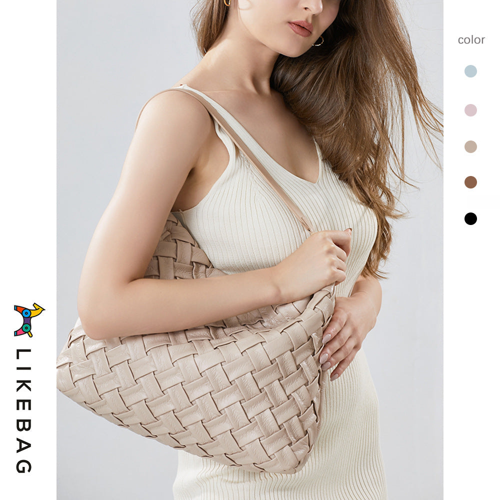 Women's Capacity Composite Portable Soft Leather Textured Women's Shoulder Bag