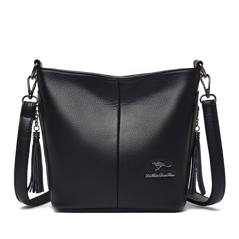 Women's Leather Large Capacity Fashion Mom Cross Bucket Bags