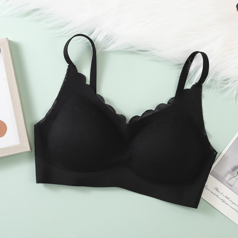 Women's Wireless Large Push Up Breast Holding Adjustable Lace Everyday Bras