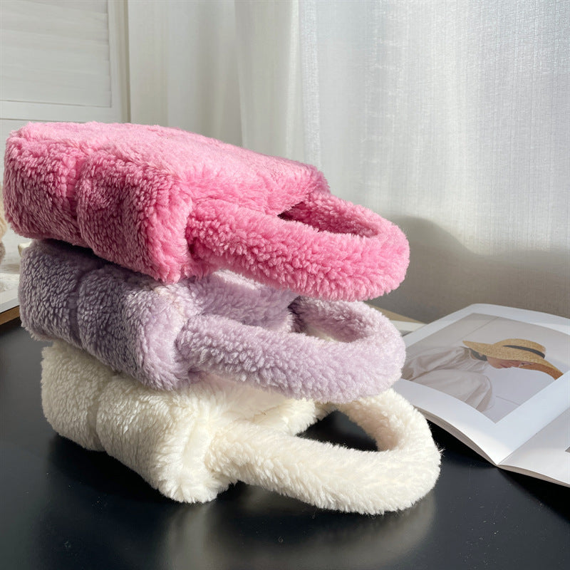 Women's Grid Plush Particles Woolen Type Fashion Retro Suction Bags