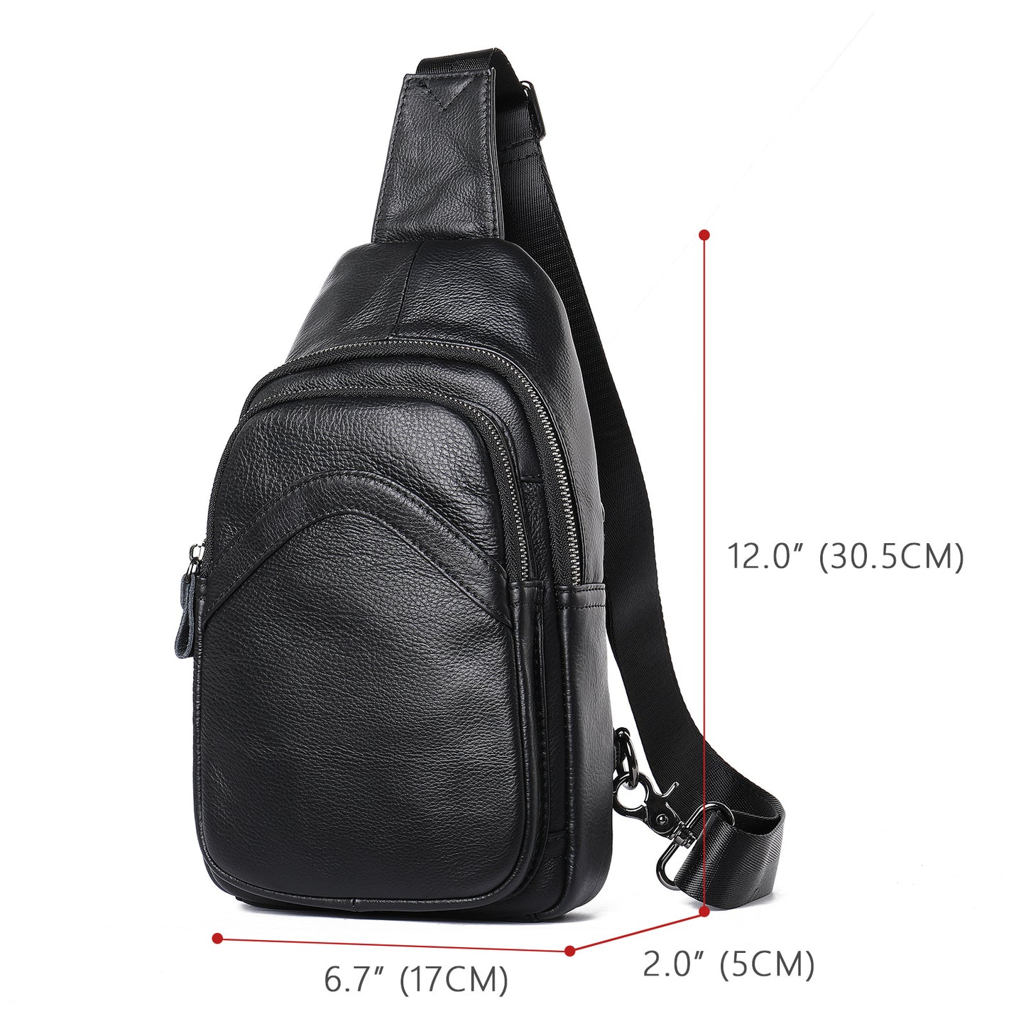 Men's Fashion Slouchy Popular Leather Cowhide Men's Chest Bags