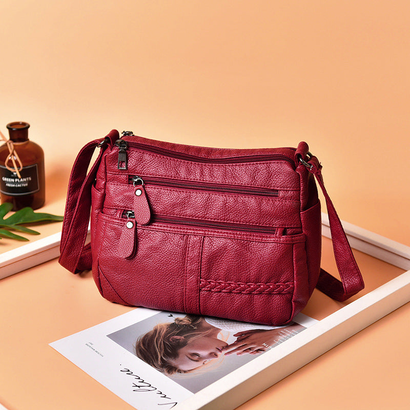 Women's Fashion Trendy Mom Portable Large Capacity Soft Leather Bags