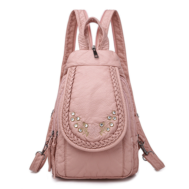 Women's Multifunctional Washed Soft Leather Korean Bags