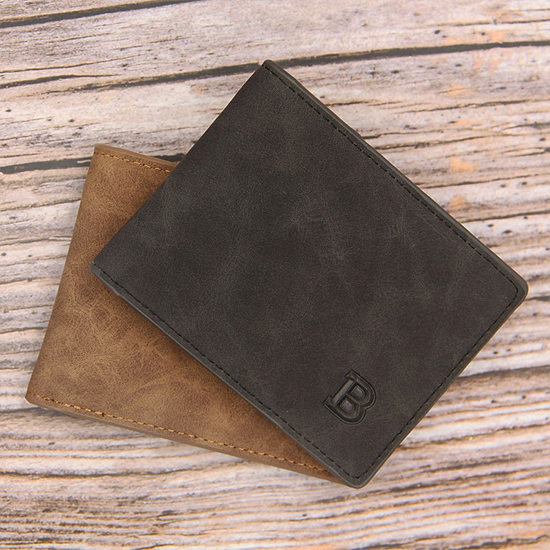 Men's Fashion Short Vintage Frosted Multiple Slots Men's Wallets