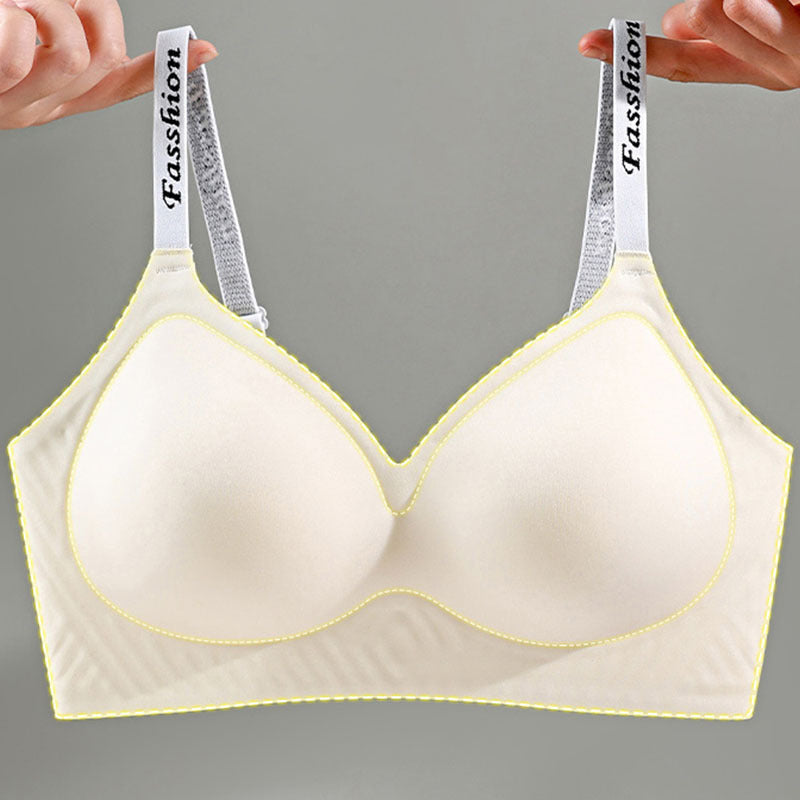 Women's Seamless Letter Shoulder Strap Underwear Small Chest Push Everyday Bras