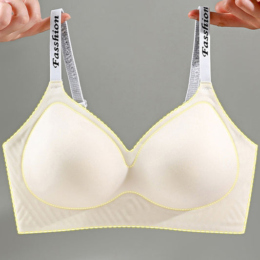 Women's Seamless Letter Shoulder Strap Underwear Small Chest Push Everyday Bras