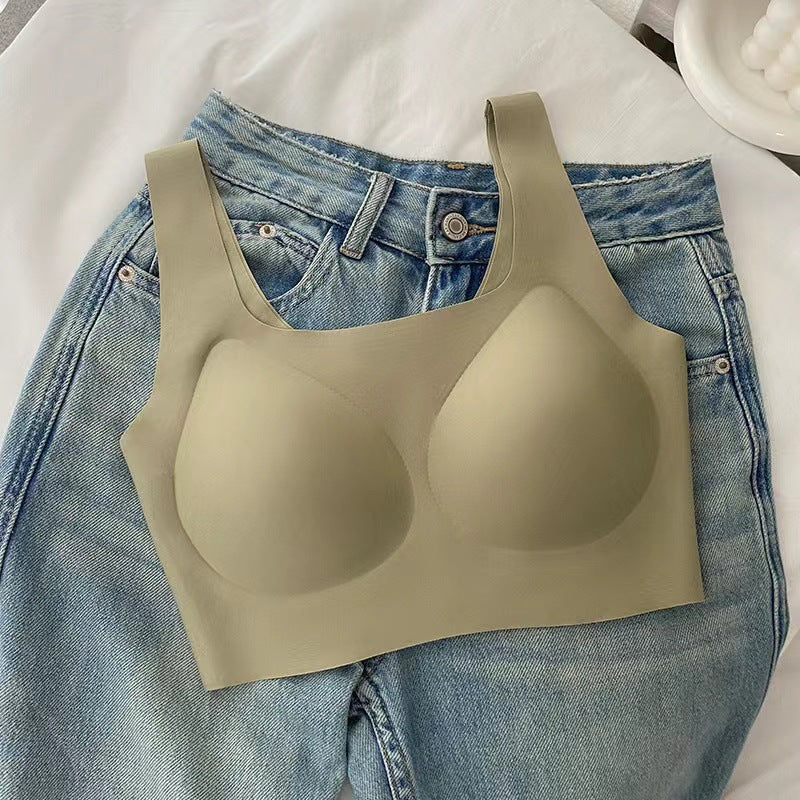 Women's Invisible Underwear Seamless Wireless Gathered Vest No Beauty Bras