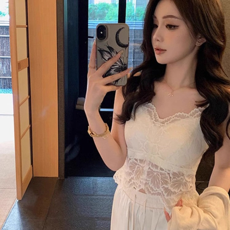 Women's Lace Bandage Dress Camisole Outer Wear Autumn With Lingerie Sets