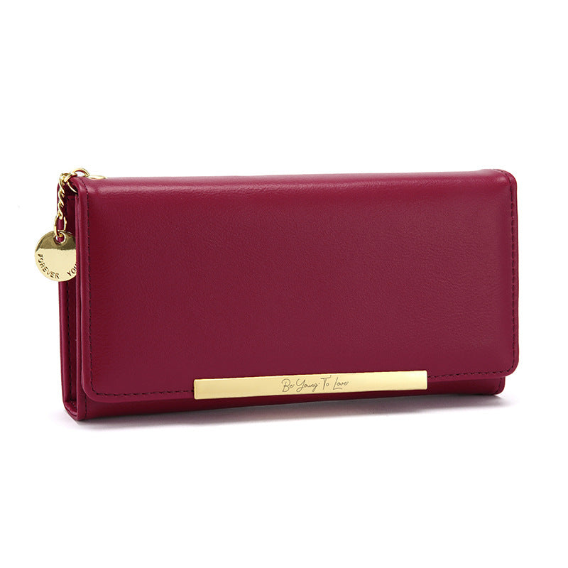 Women's Korean Long Solid Color Two-fold Super Purses