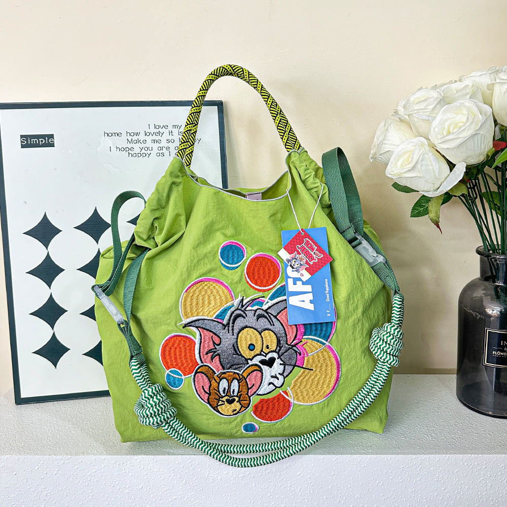 Authorized Embroidered Shopping Female Cartoon Fashion Portable Shoulder Bags
