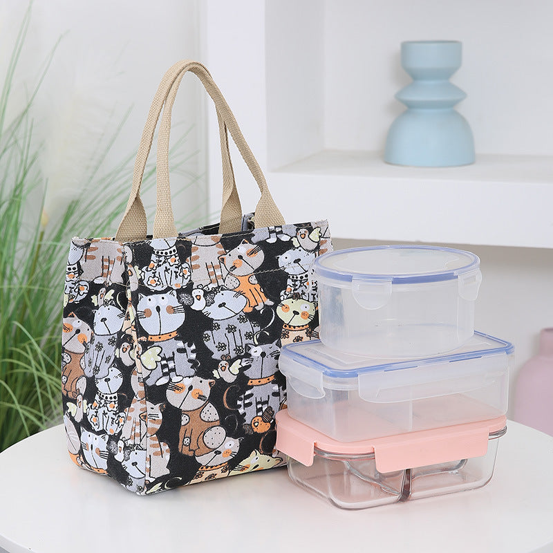 Women's Cartoon Kitten Canvas Large Capacity Retro Handbags