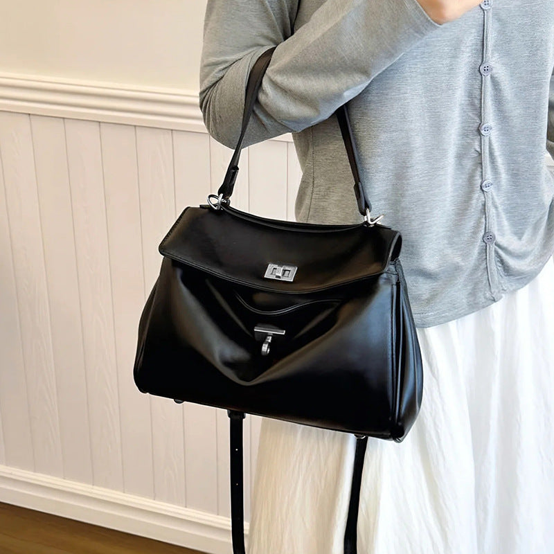 Women's Genuine Leather Strict Retro Soft Large Capacity Commuter Underarm Tote Bags