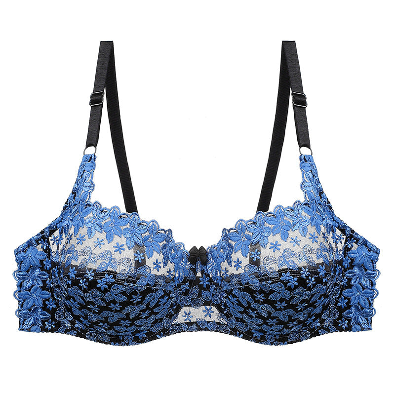 Women's Thin Padded Cup Sexy Lace Embroidery Large Bras