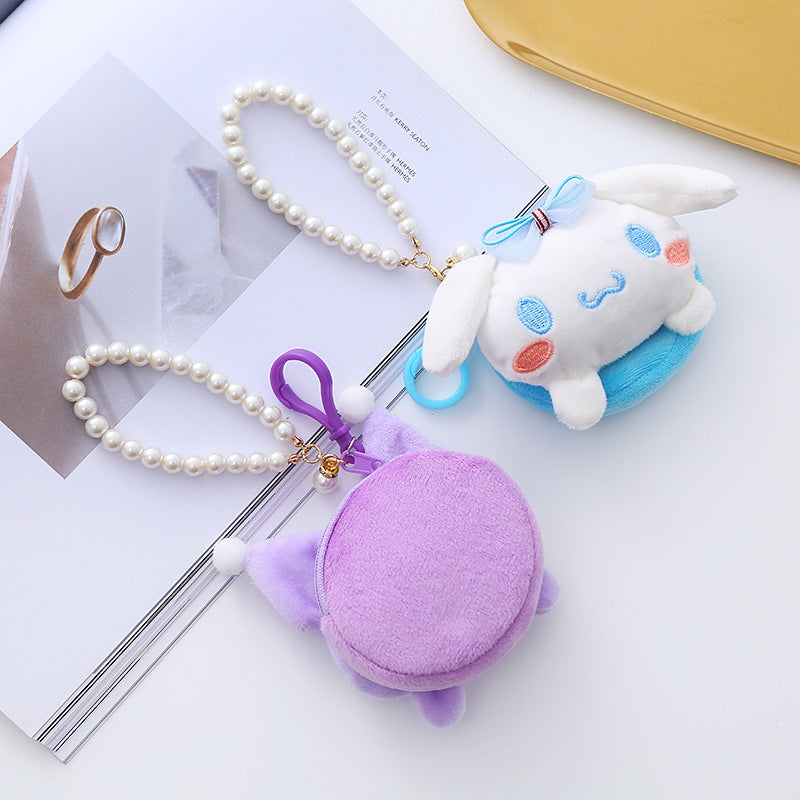 Women's Cute Circle Creative Plush Charm Certificate Coin Purses
