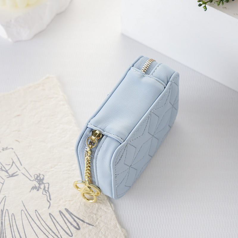 Women's Compact Simple Solid Color With Mirror Makeup Bag