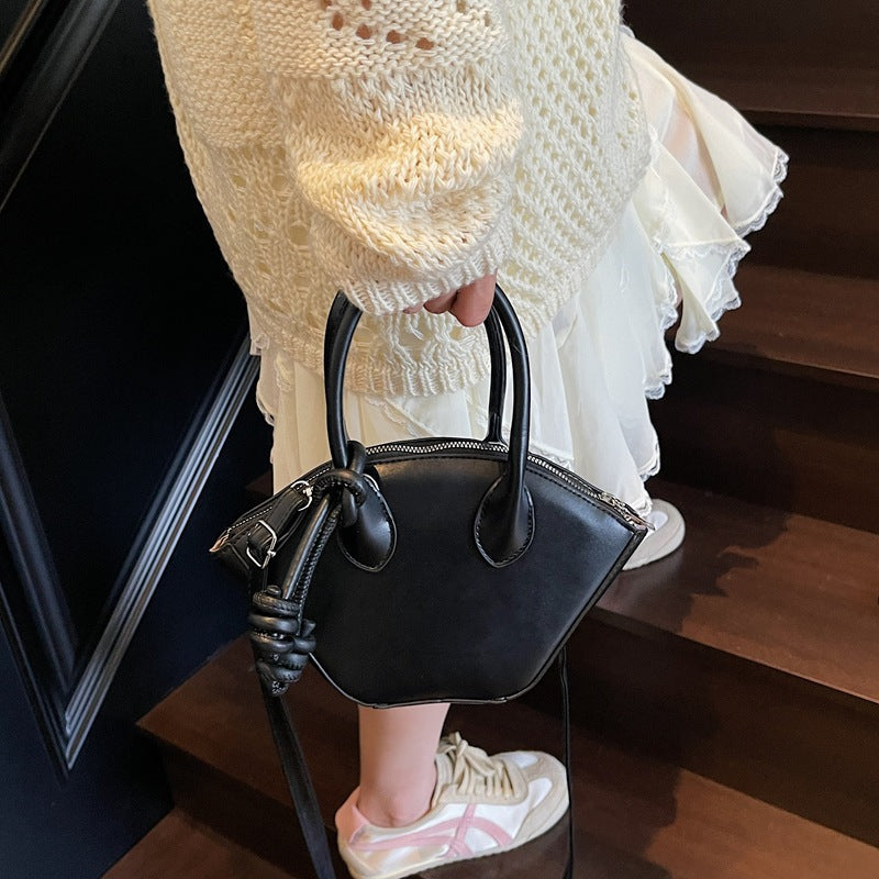Women's Solid Color Fashion Textured Fresh Western Style Summer Portable Women's Shoulder Bag