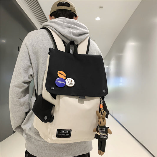 Women's & Men's & Contrast Color Large Capacity Junior High Backpacks
