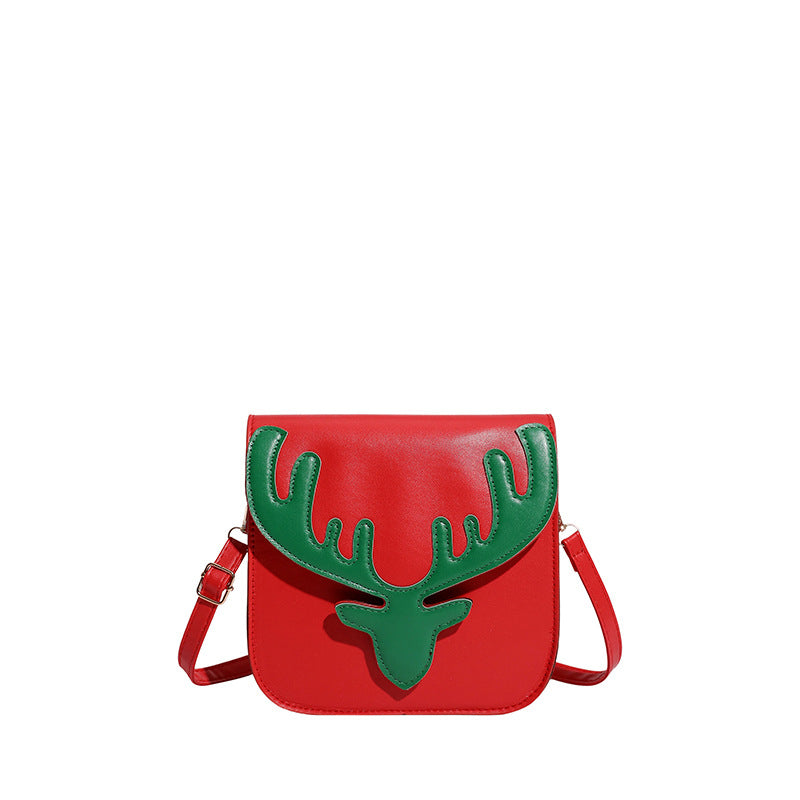 Women's Christmas Red Elk Antlers Holiday Atmosphere Single Women's Shoulder Bag