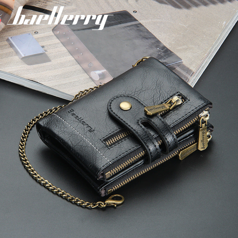 Men's Short High-grade Business Double Zipper Man's Men's Wallet