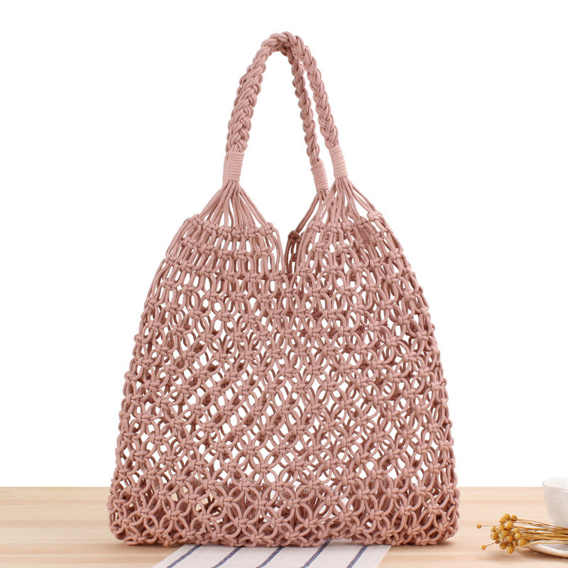 Women's Mori Style Straw Degrees Handmade Cotton Shoulder Bags