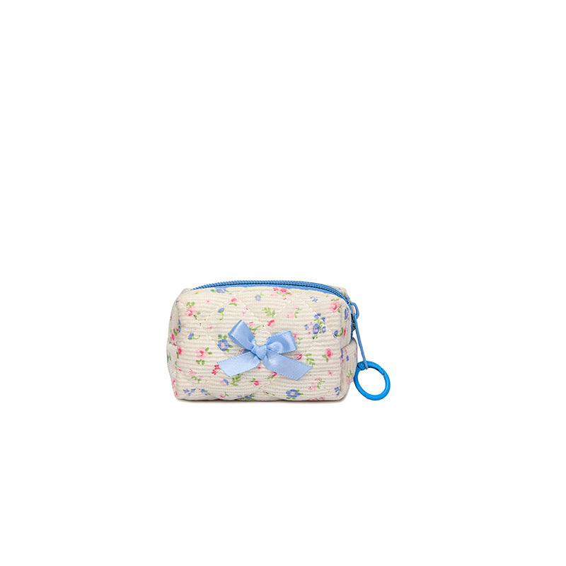Bow Embroidery Diamond Plaid Floral Cotton Portable Hand Bags