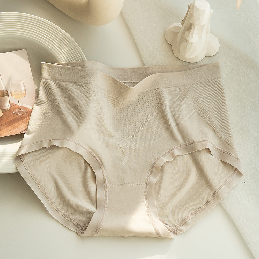 Women's Seamless Mid Waist Briefs Nylon Hyaluronic Acid Antibacterial Panties