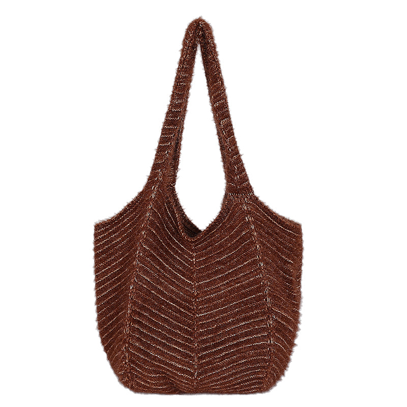 Women's Cotton Thread Woven Knitted Large Capacity Women's Shoulder Bag