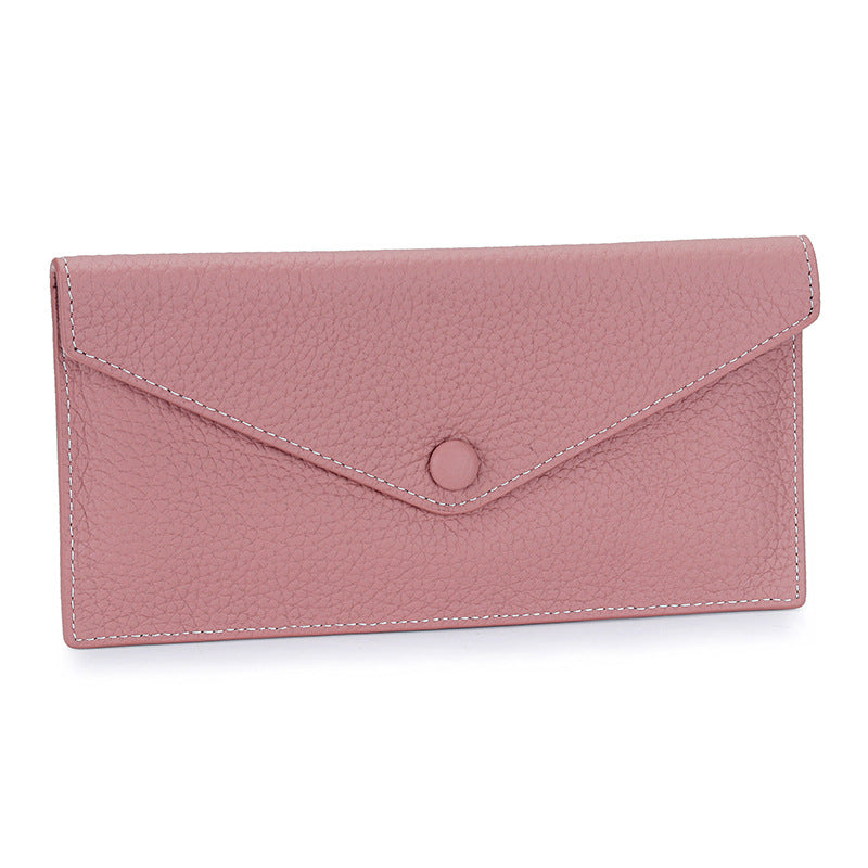 Women's First Layer Cowhide Long Leather Large Ladies Wallet