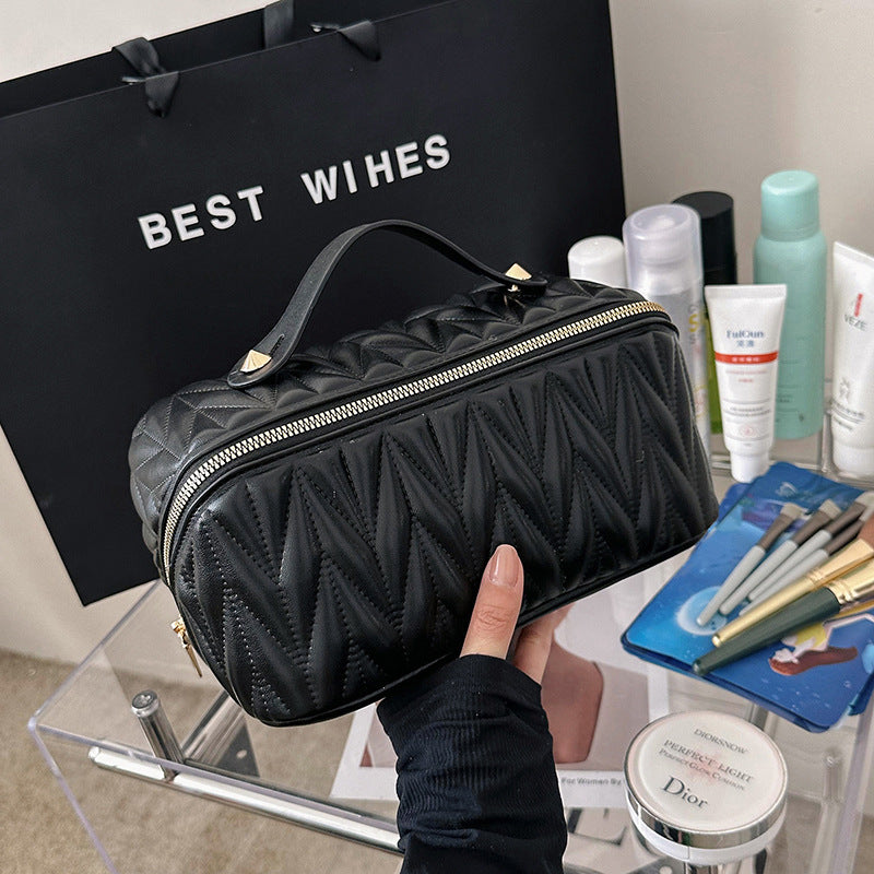 Good-looking Large Capacity Fashion Toiletry Solid Color Makeup Bag