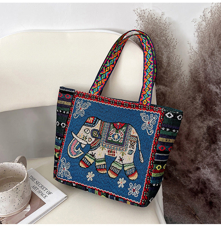 Women's Ethnic Style Embroidered Artistic Retro Large Capacity Linen Handbags