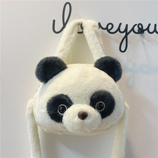 Plush Doll Heart Giant Panda Cartoon Crossbody Bags