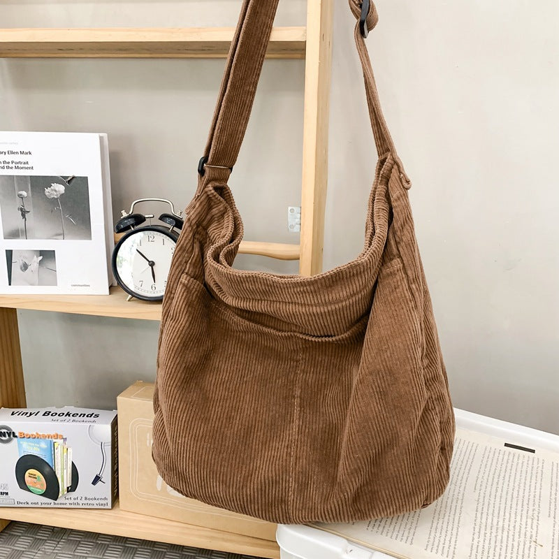 Style Large Capacity Corduroy Idle College Women's Messenger Bag