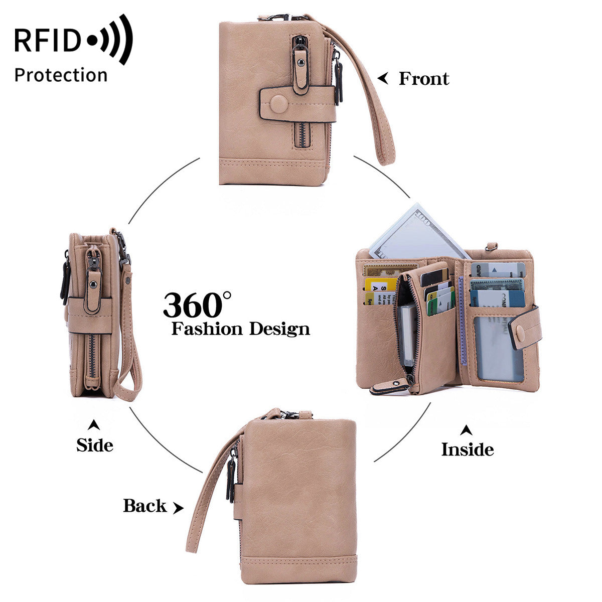 Women's Fashion Zipper Hasp Clutch Off Short Coin Purses