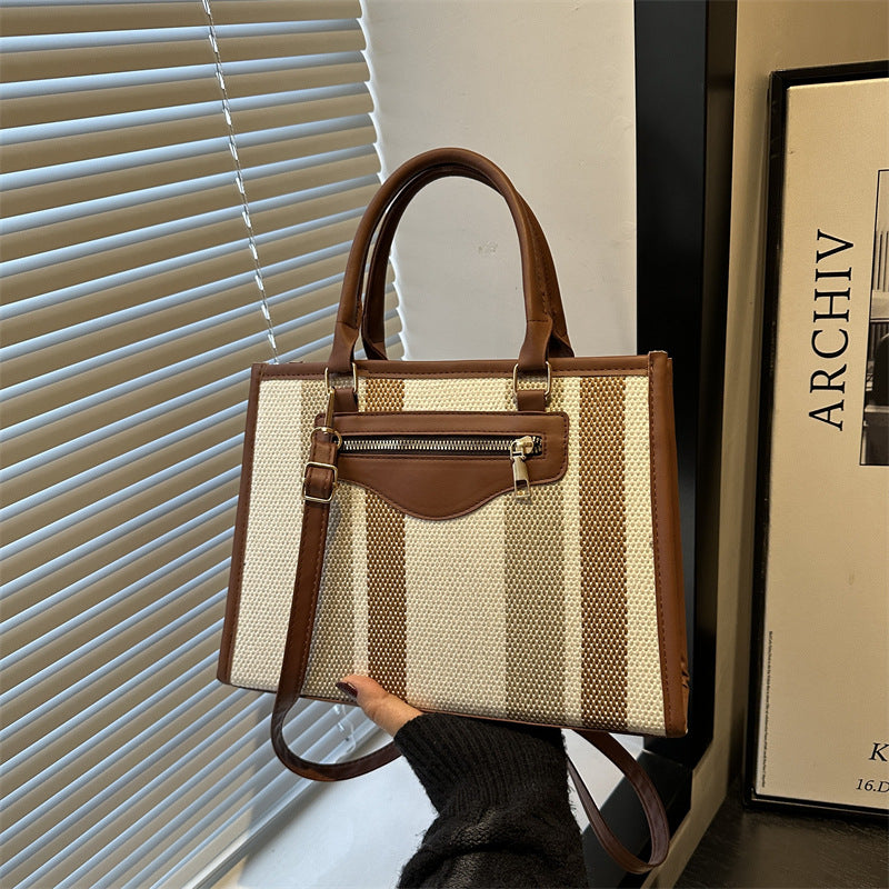 Trendy Contrast Color Large Capacity Female One Commuter Bags