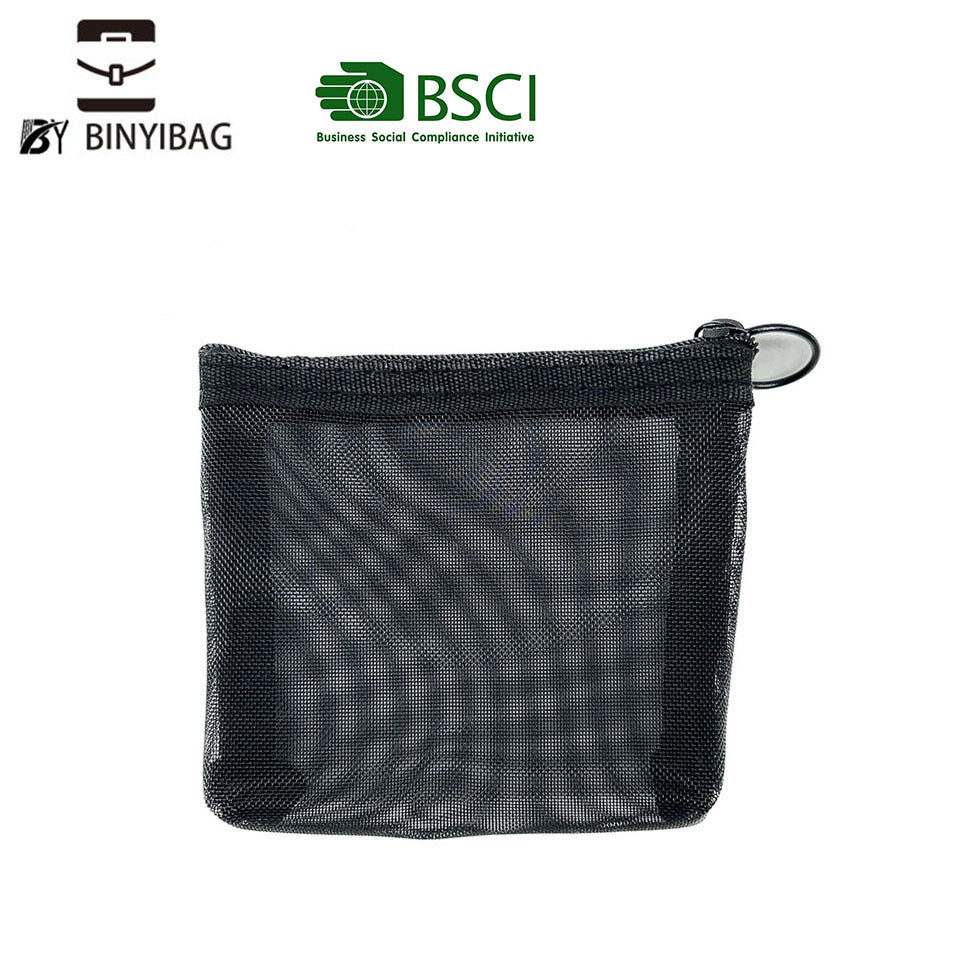 Flocking Pink Mesh Heart Portable Wash Cosmetic Bags