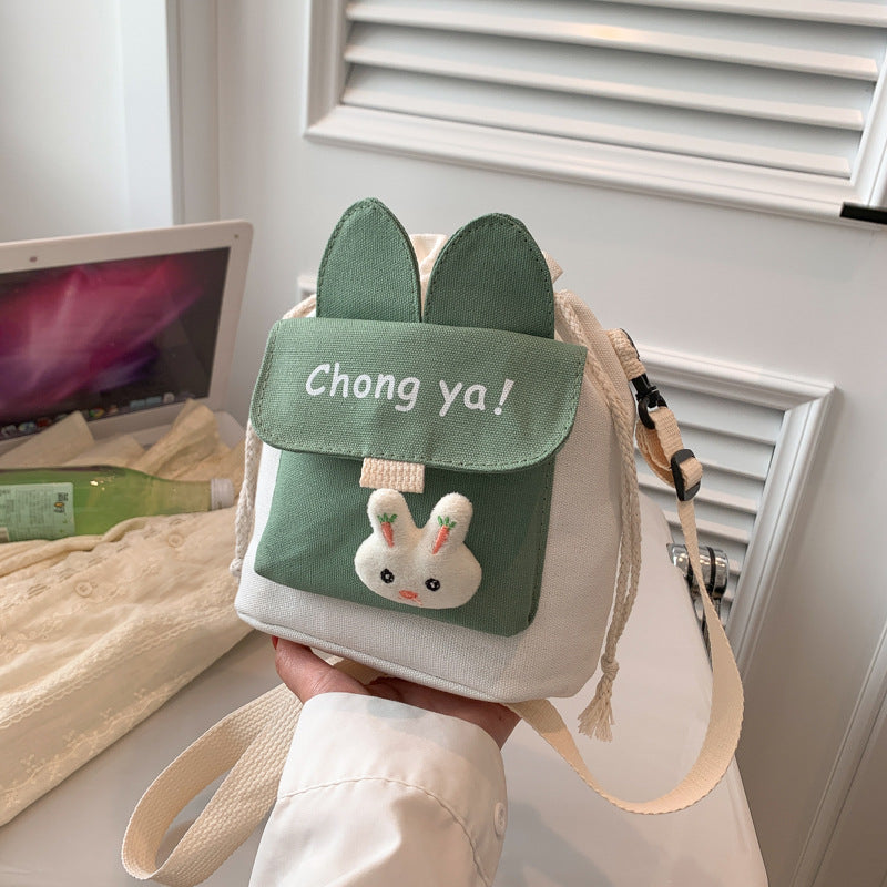 Cute Korean Style Color Matching Canvas Women's Messenger Bag