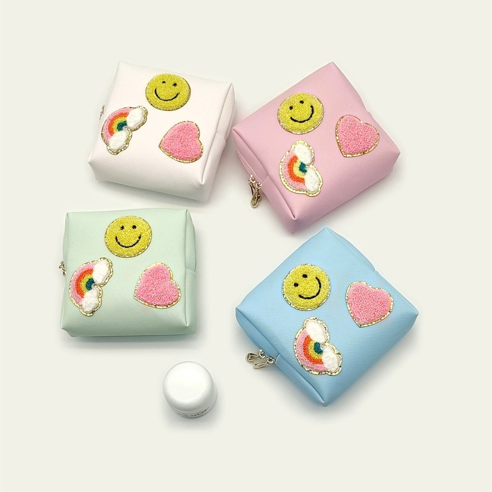 Women's Sanitary Napkin Towel Embroidery Letter Storage Toiletries Makeup Bag