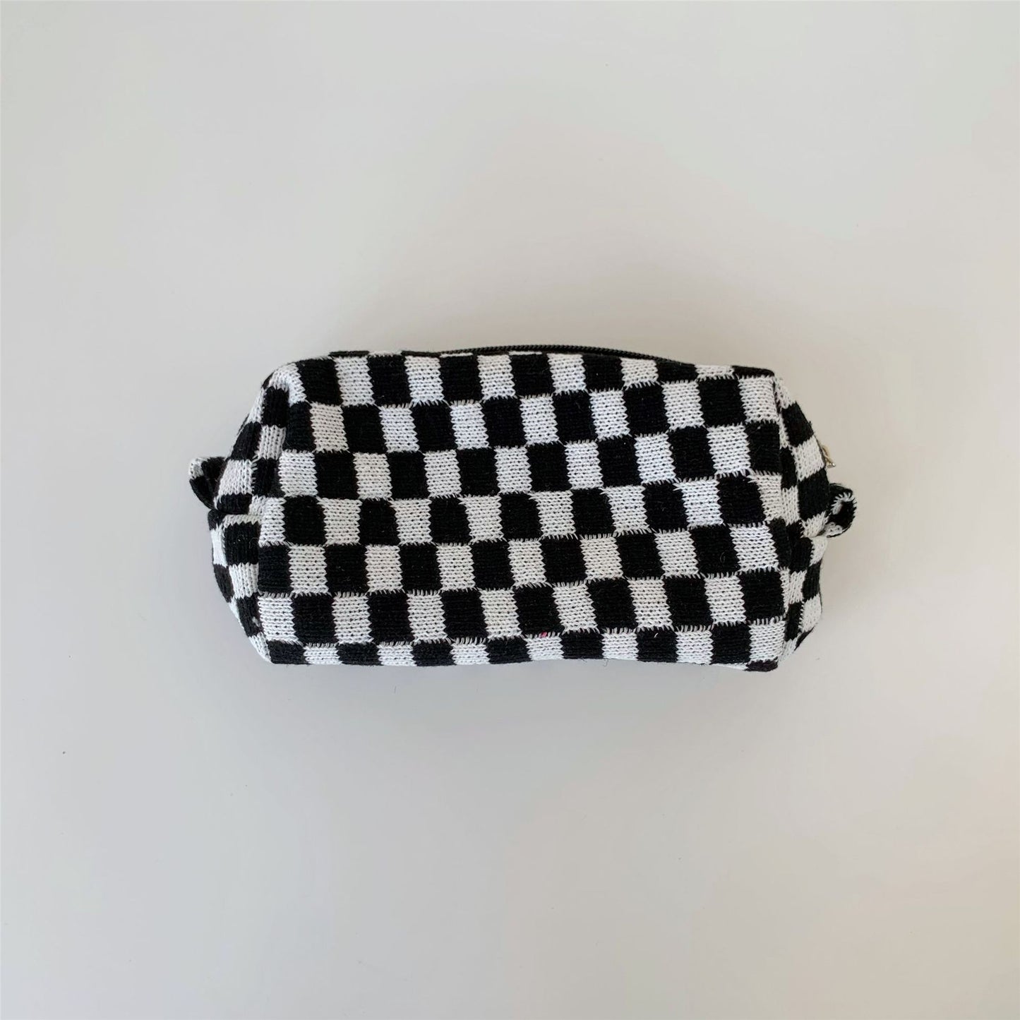 Chessboard Grid Large Capacity Knitted Storage Plaid Cosmetic Bags