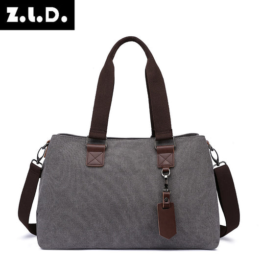 Women's Canvas Portable Solid Color Zipper Shoulder Bags