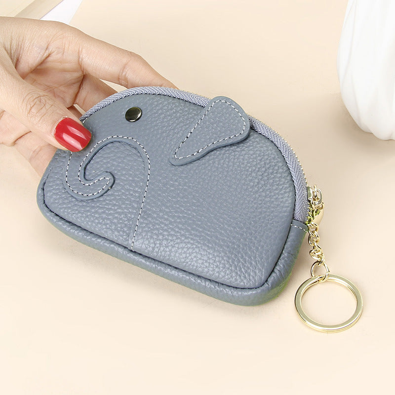 Creative Cute Cartoon Elephant Mini Pocket Genuine Leather Coin Purses