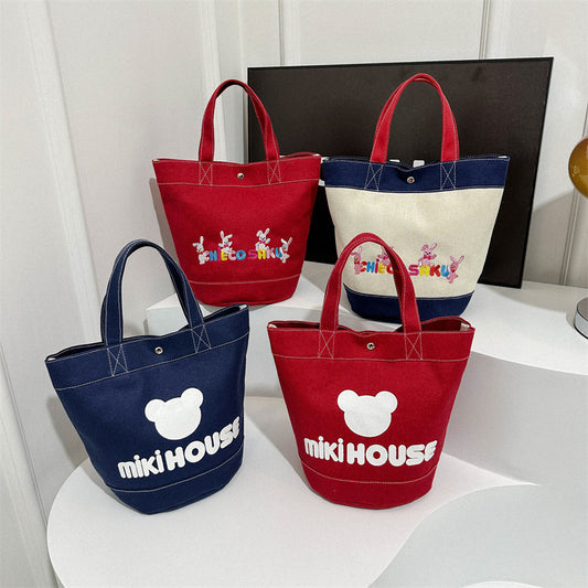 Canvas Printing Cartoon Letters Large Capacity Handbags