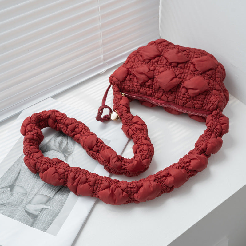 Pleated Cloud Niche Bubble Korean Style Down Shoulder Bags