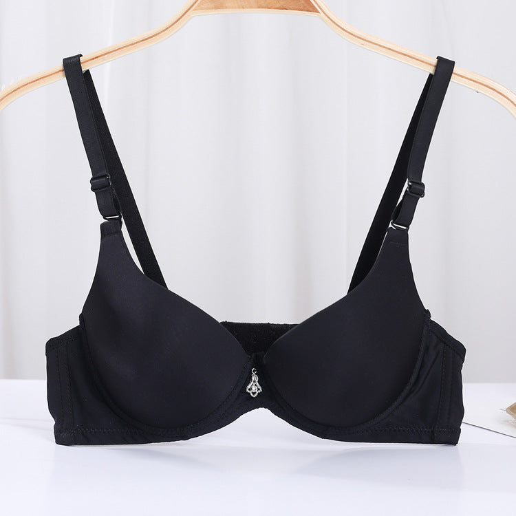 Women's Glossy Solid Color Adjustable Push Up Everyday Bras