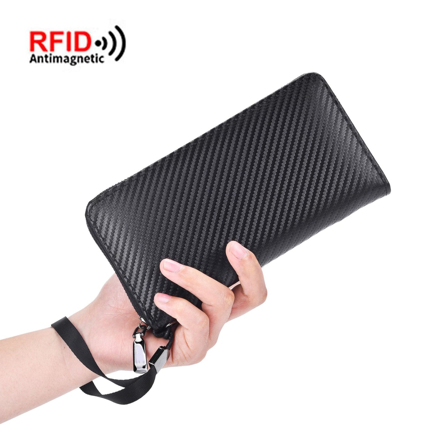 Men's Swiping Multiple Slots Carbon Fiber Men's Wallets