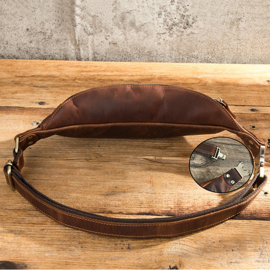 Men's Black Angel Retro Crazy Horse Leather Men's Waist Packs