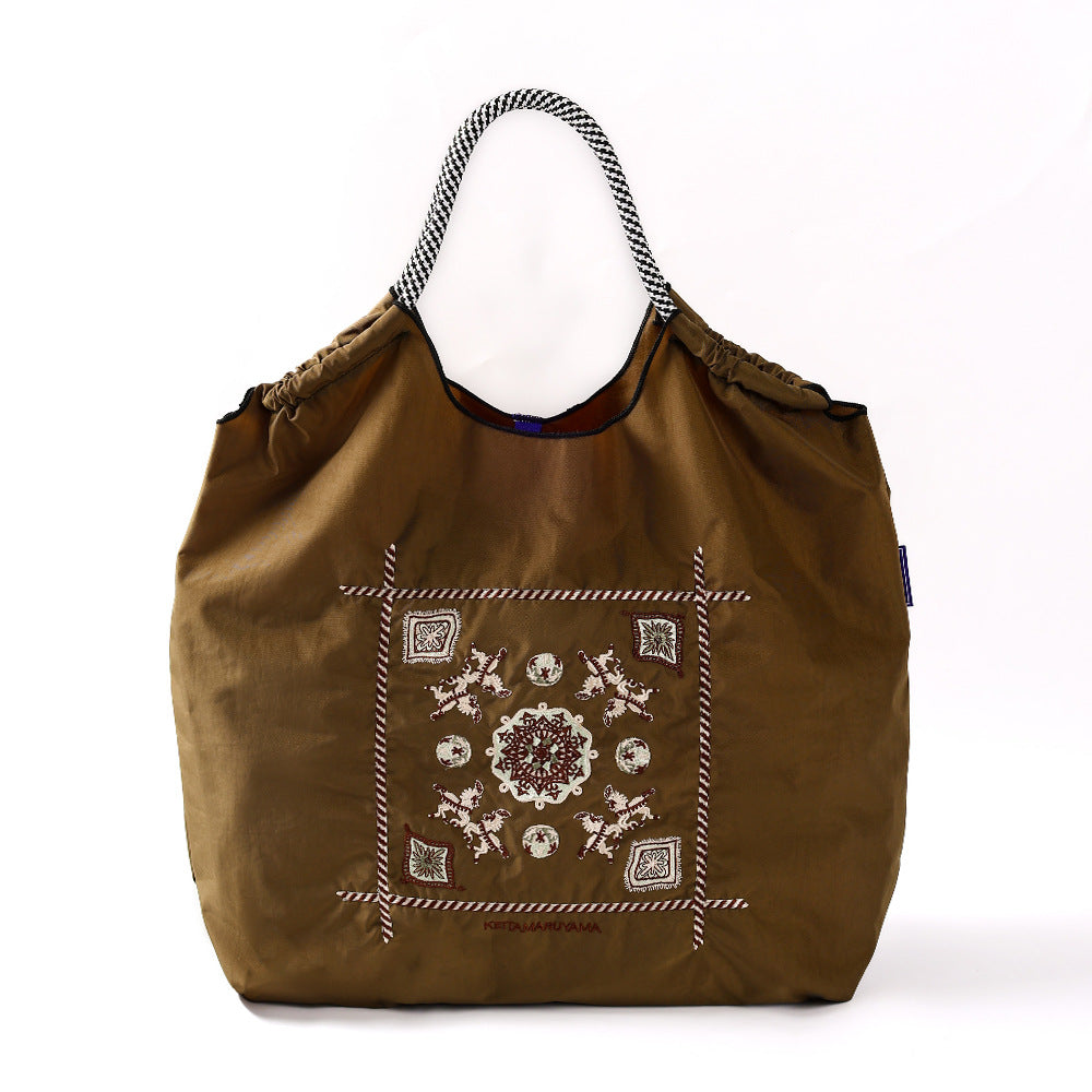 Women's Summer Needle Embroidery Nylon Large Capacity Shoulder Bags