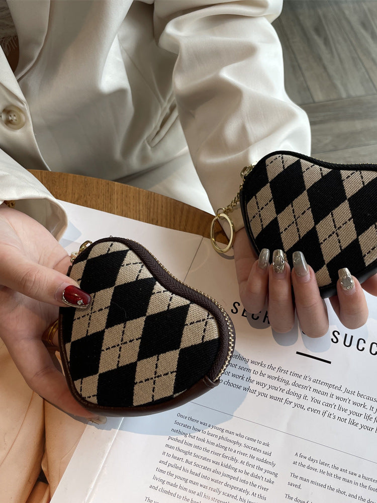 Fashion Canvas Mini Female With Hearts Coin Purses