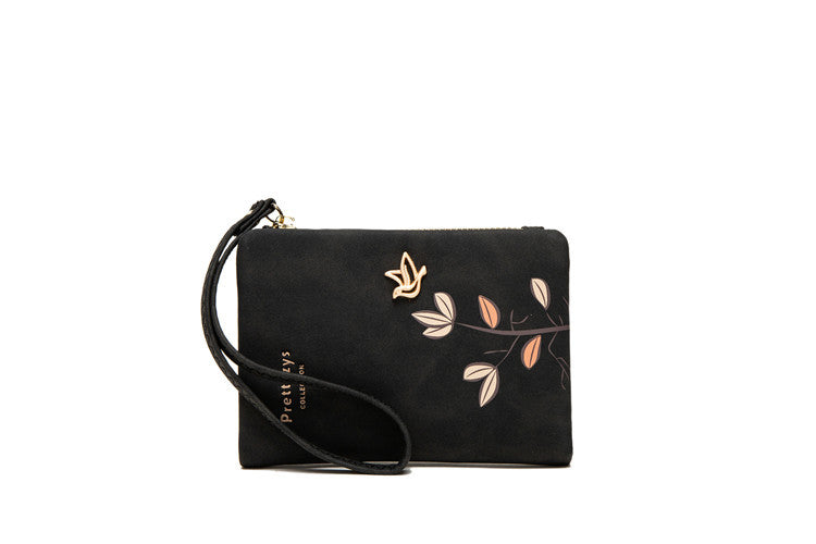 Casual Women's Short Frosted Vintage Print Ladies Wallets